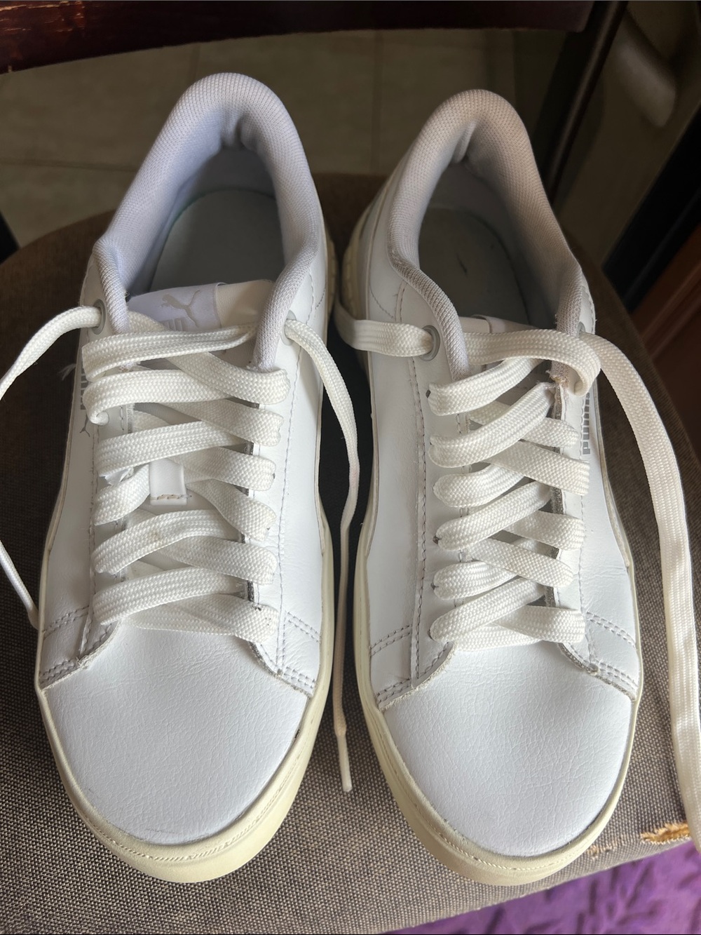 Puma White Low-Top Leather Sneakers